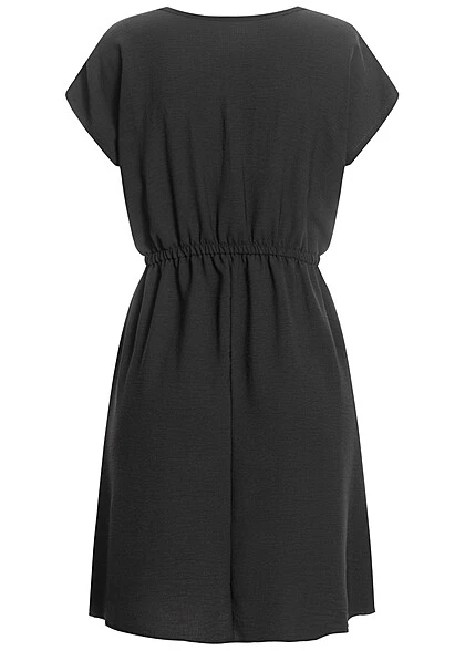 Cloud5ive Damen T-Shirt-Kleid Mit Taillenbund Und V-Neck Schwarz 5 Cloud5ive Damen T-Shirt-Kleid Mit Taillenbund Und V-Neck Schwarz – Bild 3