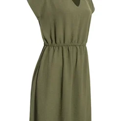 Cloud5ive Damen T-Shirt-Kleid Mit Taillenbund Und V-Neck Oliv Grün -Diven Art Verkäufe 23036704 1