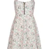 Cloud5ive Damen Träger-Kleid Mit Zipper Vorne Und Ditsy Print Weiss -Diven Art Verkäufe 23036719