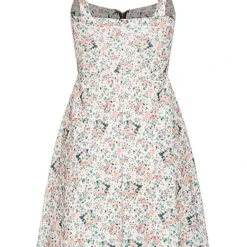 Cloud5ive Damen Träger-Kleid Mit Zipper Vorne Und Ditsy Print Weiss -Diven Art Verkäufe 23036719 2