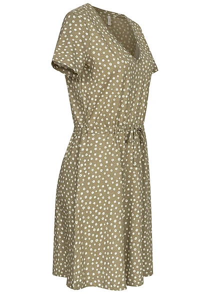 ONLY Damen NOOS Mini-Kleid Mit Bindedetail Und V-Neck Blumen-Print Mermaid Grün 4 ONLY Damen NOOS Mini-Kleid Mit Bindedetail Und V-Neck Blumen-Print Mermaid Grün – Bild 2