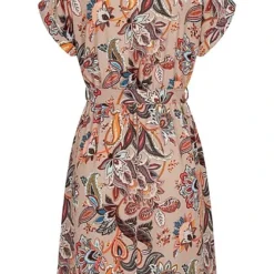 Cloud5ive Damen T-Shirt-Kleid M. Crepe Stoff Und Bindegürtel Paisley Print Weiss Rosa -Diven Art Verkäufe 23056005 2