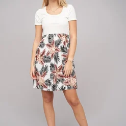 Cloud5ive Damen T-Shirt-Kleid 2-Tone Mit Palmenprint Weiss 7 Cloud5ive Damen T-Shirt-Kleid 2-Tone Mit Palmenprint Weiss -Diven Art Verkäufe 23056008 2