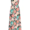 Cloud5ive Damen Viskose Maxi-Kleid M. Blumenprint Schwarz Multicolor -Diven Art Verkäufe 23056012