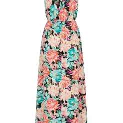 Cloud5ive Damen Viskose Maxi-Kleid M. Blumenprint Schwarz Multicolor -Diven Art Verkäufe 23056012 2