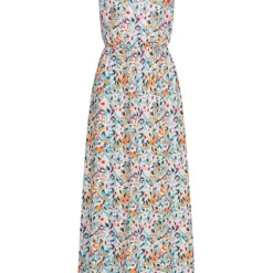 Cloud5ive Damen Viskose Maxi-Kleid M. Blumenprint Blau Multicolor