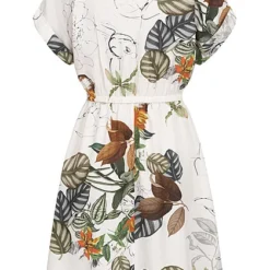 Cloud5ive Damen Viskose Kleid Mit V-Neck Und Floralem Print Weiss -Diven Art Verkäufe 23056030 2