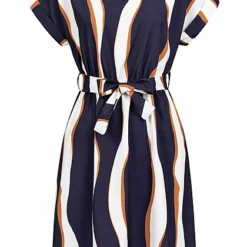 Cloud5ive Damen T-Shirt-Kleid Mit V-Neck Und Bindegürtel Wellen AOP Navy-weiss 6 Cloud5ive Damen T-Shirt-Kleid Mit V-Neck Und Bindegürtel Wellen AOP Navy-weiss -Diven Art Verkäufe 23056039 1