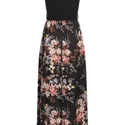 Cloud5ive Damen Maxi-Kleid Mit Rundhals Und Blumenprint Schwarz Multicolor 7 Cloud5ive Damen Maxi-Kleid Mit Rundhals Und Blumenprint Schwarz Multicolor -Diven Art Verkäufe 23056048 2