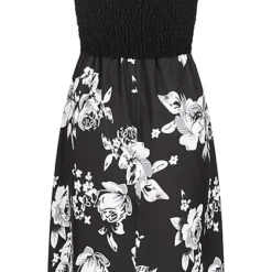 Cloud5ive Damen Bandeau Kleid AOP Blumen Print Schwarz -Diven Art Verkäufe 23056054 2