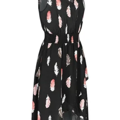 Cloud5ive Damen Viskose Vokuhila Wickel Kleid Mit Feder Print AOP Schwarz 6 Cloud5ive Damen Viskose Vokuhila Wickel Kleid Mit Feder Print AOP Schwarz -Diven Art Verkäufe 23056058 1