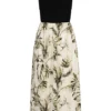 Cloud5ive Damen Maxi-Kleid 2-Tone Mit Palmen Print Off Weiss -Diven Art Verkäufe 23066112