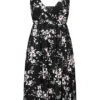 Cloud5ive Damen Träger Kleid Mit Seitlich. Schlitz Und Blumen Print Schwarz -Diven Art Verkäufe 23076052
