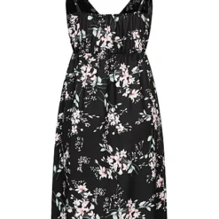Cloud5ive Damen Träger Kleid Mit Seitlich. Schlitz Und Blumen Print Schwarz -Diven Art Verkäufe 23076052 2
