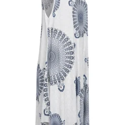 Victoria & Violet Damen Viskose Kleid Mit Kreis Print Weiss Grau -Diven Art Verkäufe 23080020 1