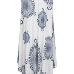 Victoria & Violet Damen Viskose Kleid Mit Kreis Print Weiss Grau -Diven Art Verkäufe 23080020 2