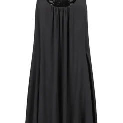 Victoria & Violet Damen Viskose Kleid Mit Volant Und Cut-Out Muster Hinten Schwarz