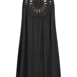 Victoria & Violet Damen Viskose Kleid Mit Volant Und Cut-Out Muster Hinten Schwarz -Diven Art Verkäufe 23080023 2